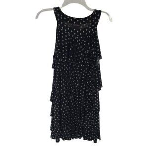 WHITE HOUSE Women's Sleeveless Ruffle Mini Dress Boat Neck Black Size Medium